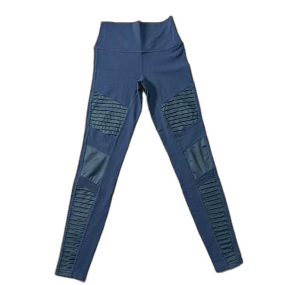 ALO Yoga High Waist Moto Leggings Blue Moto Yoga Pants XS/S Measurements